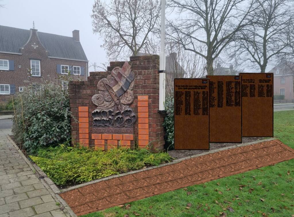 2022-02-09 Ontwerp namenlijsten bij monument met gekleurde tegels